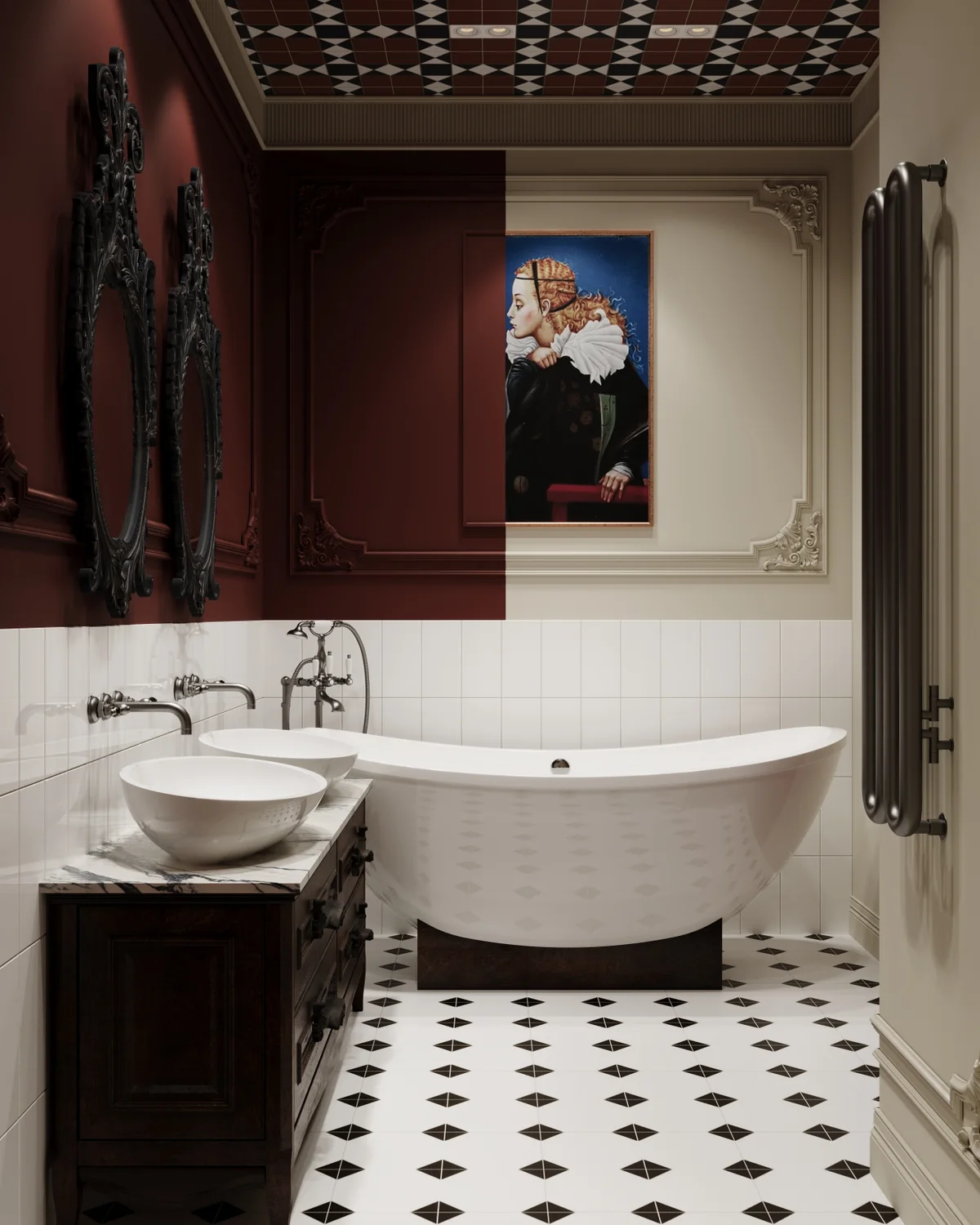 Burgundy Bath interior visualization
