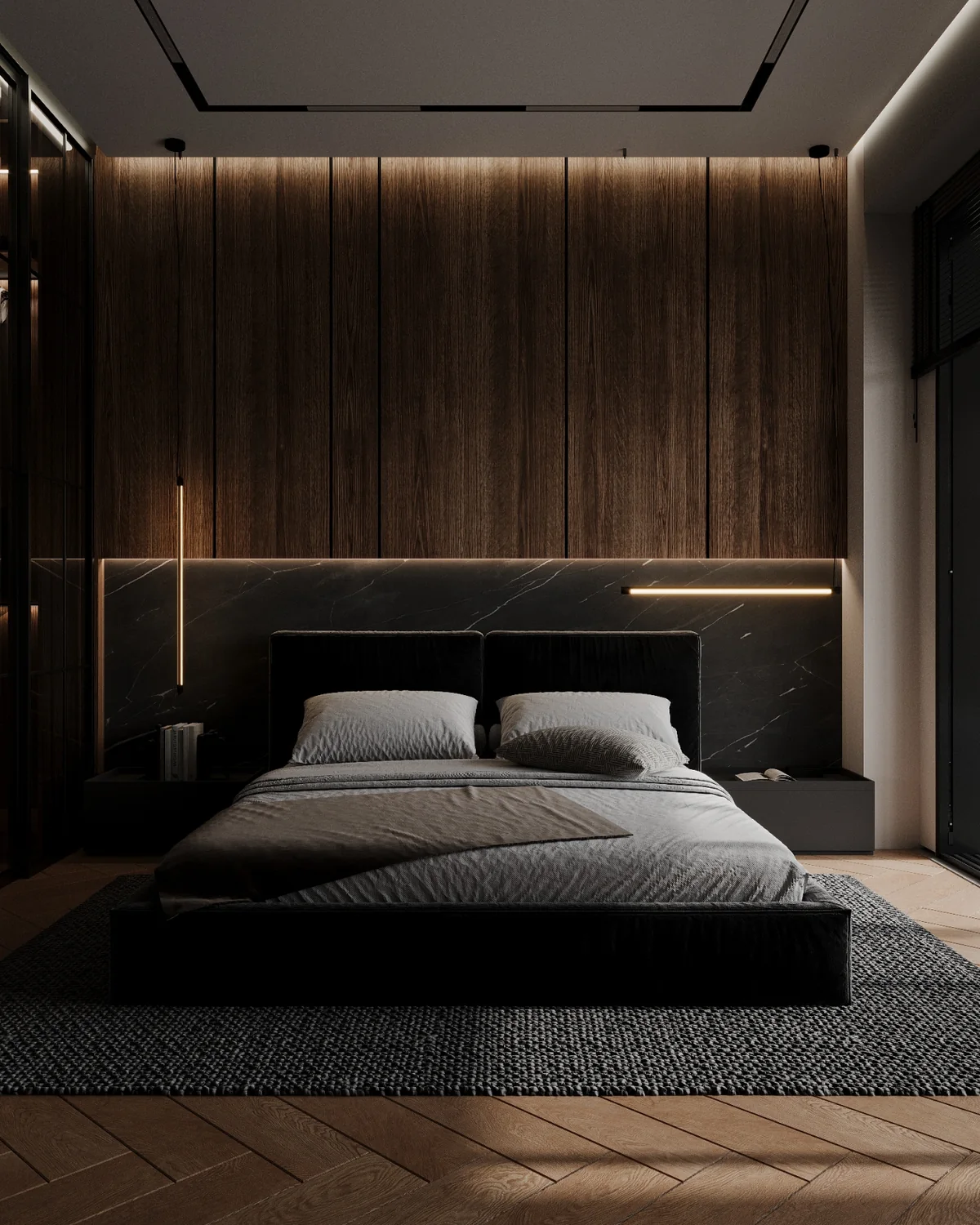Noir Bedroom interior visualization